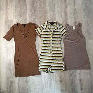 Forever 21 Brown and Striped Bodysuits